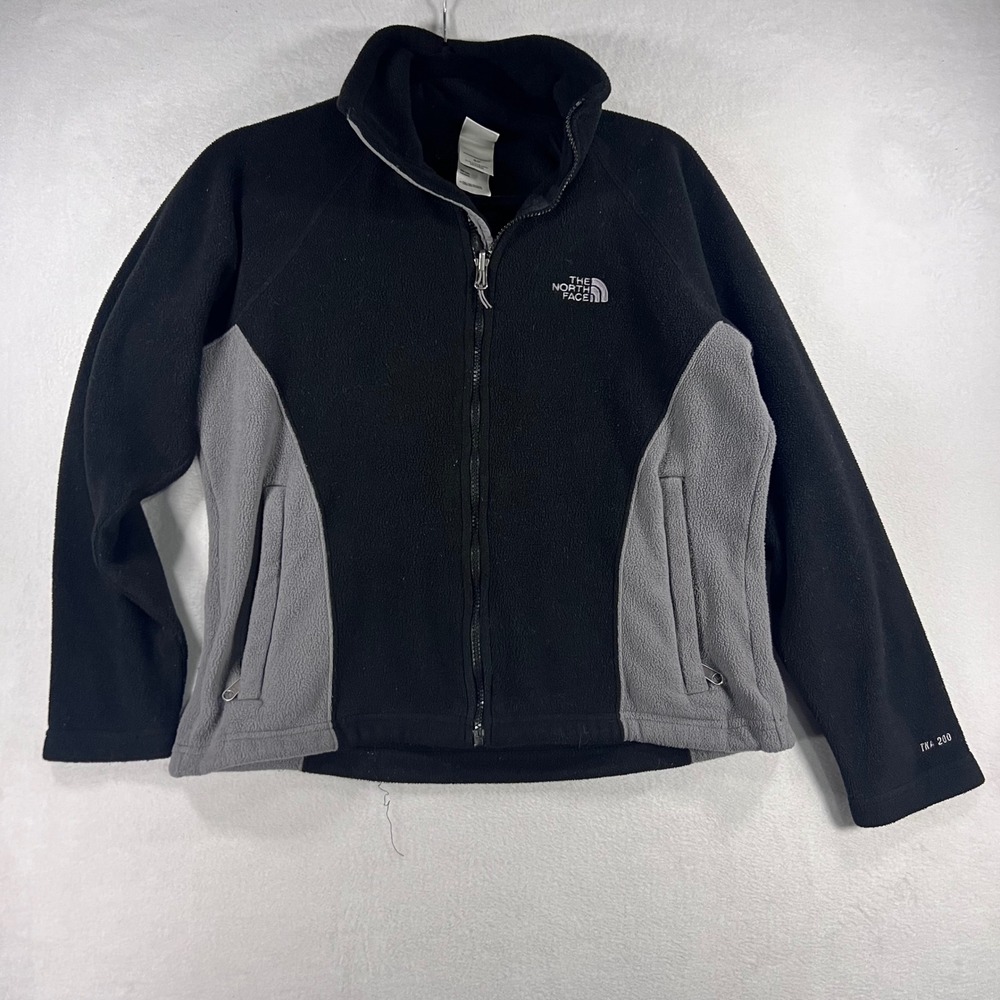 The North Face TKA 200 Fleece Jacket Womens Small Black Grey Full Zip‎ Hiking
